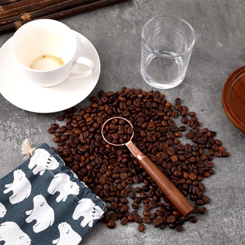 Koffie Meetlepel, 1 stuk 15ml 1 eetlepel Retro Rose Gold Coffee Lepel Portioner met Walnut Handvat Roestvrij staal Dispensing Lepel voor gemalen koffie Beans Thee Matcha (15ml, 5.49)