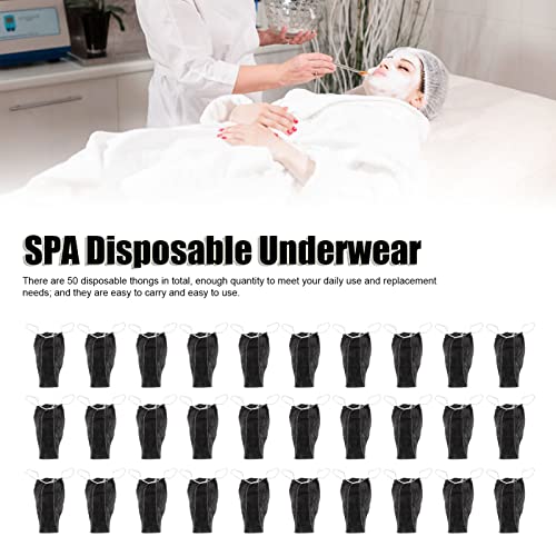 50 st. Zwarte wegwerp string slipjes voor vrouwen, zachte ademend Niet geweven Stof, Ideaal voor Spa, Reizen, Tanning