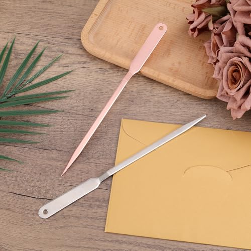 2 stuks briefopener, roestvrij staal briefopener Postopener voor Office School en thuis (Zilver en Rose Gold) 3