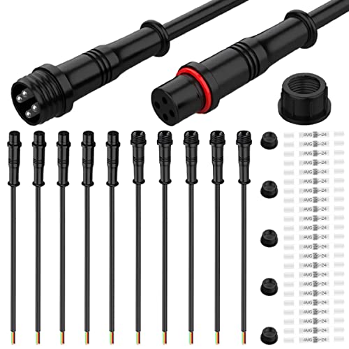 5 Paren Waterdichte 4-pins LED-kabel - Man en vrouw (Klein) met 0,2 mm2 24 AWG draadverlengkabel IP67 20 cm voor auto, vrachtwagen, boot