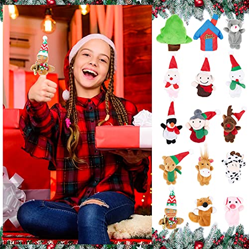 15 stuks Kerstmis Vinger Poppen, Hand Poppen, Snowman, Gemberbrood Speelgoed, pluche dieren, Kleine Gift voor Kerstmis, Verjaardag, Party 4