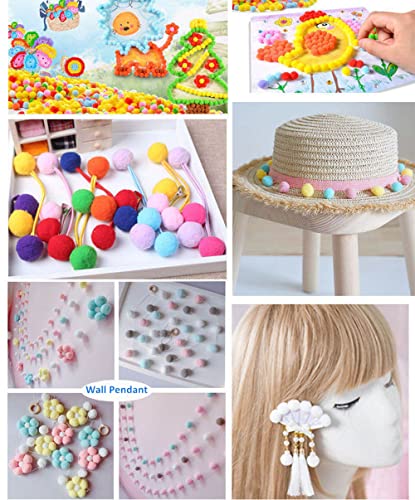 500st mini pompoms voor crafting, 15mm, pompom ballen, kleine pompons, pluizig kleurrijke pompom decoratie, pompom pluche ballen, ambachtelijke accessoires voor het versieren, naaien, DIY handwerk, wit
