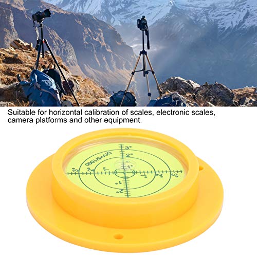 Ronde Inclinometers, 90x17mm Ronde Circular Fluorescent Yellow Spirit Level Circular Bubble Surface met bevestigingsgaten voor draaitafel voor Tripod Andere Wandelen en Camping Supplies 5