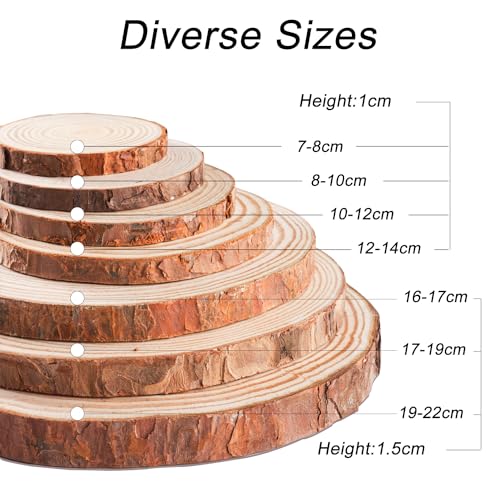 Verpakking van 3 natuurlijke ronde houten schijven voor ambachten, 17-19 cm, Onbehandelde Tree Disc, Geen gat, Ronde natuurlijke houten schijven voor DIY ambachten, bruiloft, middenstukken