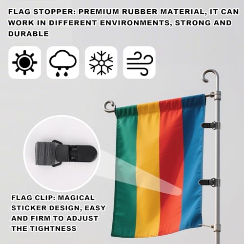 20 stuks Tuin Flag Clips en Stoppers, Anti-Wind verstelbare Plastic Flagpole Clamps houder Rubber Pole Stoppers voor binnen en buiten gebruik 4