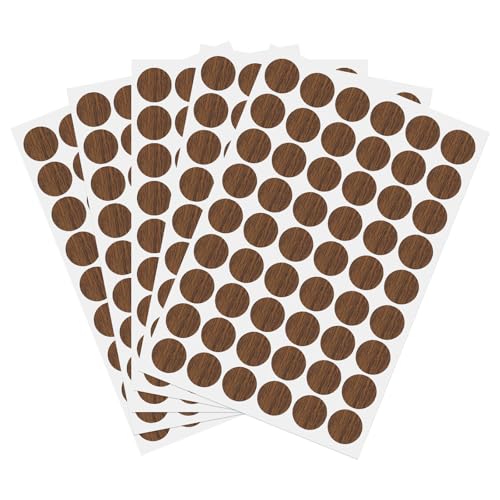 270 stuks schroefgatstickers, 5 vellen zelflevende waterdichte PVC-houtnerfsticker voor schroefgaten, wandkasten, bureaureparatie, licht walnoot, 21 mm/0,83 inch