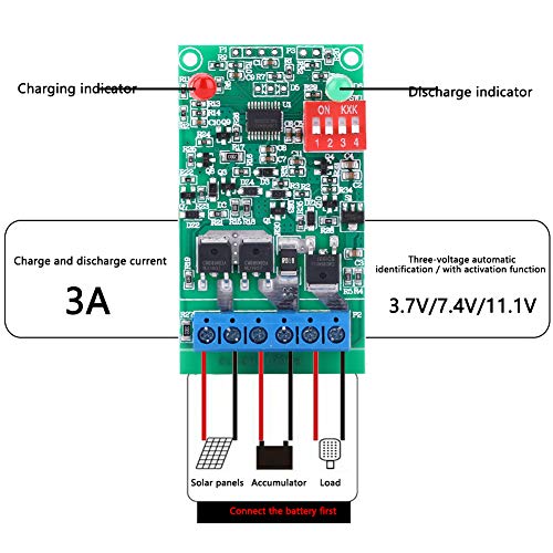 Circuit Board op Solar Lamp Panel, 3A 3.7V / 7.4V / 11.1V Controller Module 5