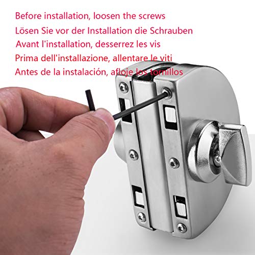 Geen Boring Roestvrij stalen glazen kast slot met sleutel Dubbele glazen deur slot schuifdeur slot glazen deur slot met 3 koperen sleutels voor 10 ~ 12mm dikte Getemperde glazen deur 4