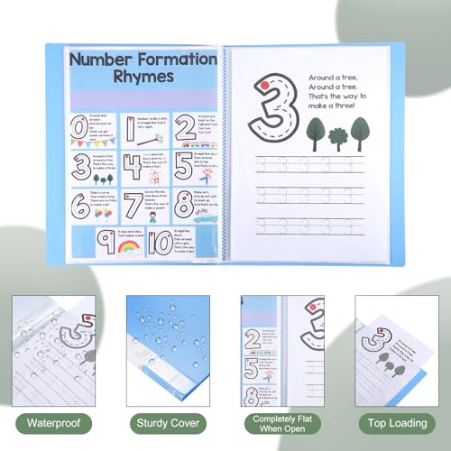 M&G 30-Pocket Binder met PP Plastic Sleeves A4 (Blauw), Art Portfolio Folder met Clear Sheet Protectors, toon 60 pagina's voor het organiseren van documenten, 310x235x19mm 5