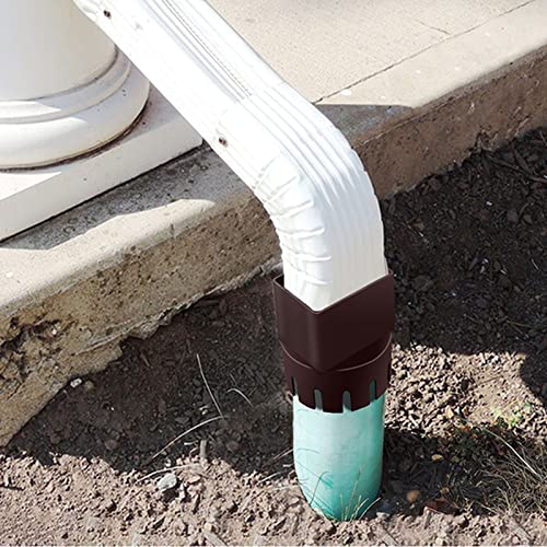Rain Gutter Downspout Adapter, Plastic Drain Downspout Extender Connector Flexibele Drain Adapter Vervanging Downpipe Converter Connector met Schroeven voor Outdoor(Brown S) 3