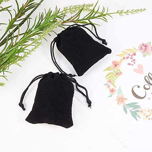 50 stuks fluweel zakjes koord Gift Pouch sieraden zakjes snoep tassen bruiloft favor Bags voor sieraden opslag, zwart,9x7cm 5