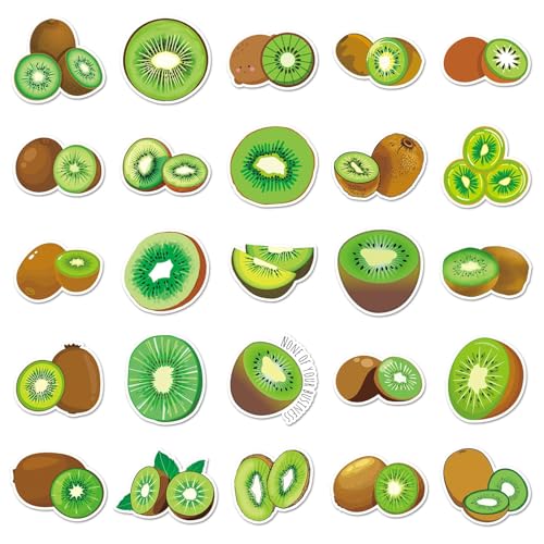 Kiwi's Stickers voor tieners en volwassenen, 50 stuks, Kiwi Fruit Waterdichte Vinyl Sticker Set, Auto, Motorfiets, Fiets, Skateboard, Snowboard, Bagage, Laptop koffer, Helm, Motorfiets