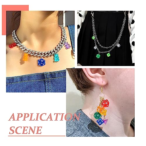 20PCS Polyhedral D20 Dice Bedels voor tafelspelen 20 Sided Facet spel Dice Acryl hangers voor sleutelhangers sieraden ambachten Pennen Decor, acryl, Geen edelsteen 4