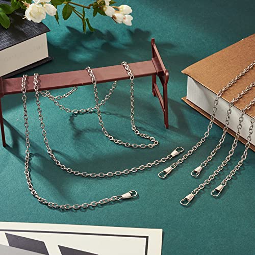 10 stuks tas riem kettingen 120cm Ijzer Flat Kabel Ketting Vervanging handtas kettingen Riemen met metalen sluitingen voor Crossbody schoudertas Purse Clutch, Platinum 4
