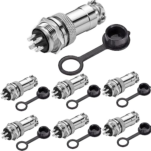 Luchtvaartplug, 6 x 16 mm draad 4 speld vrouwelijk metaal luchtvaart draad plug + 6 x 16 mm draad 4 speld metaal luchtvaart draad plug + 6 x rubber scherm beschermer