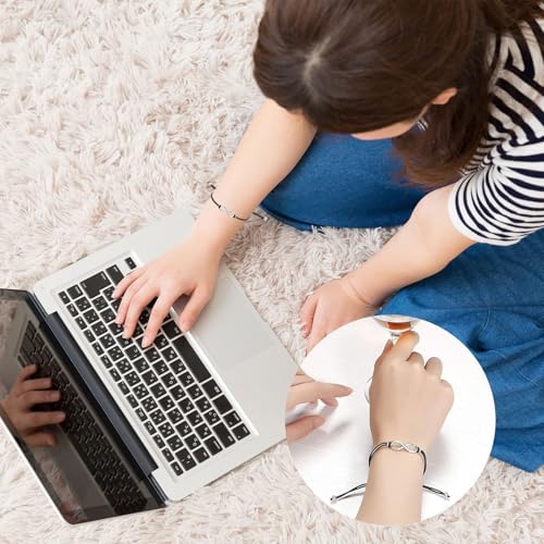 Infinity Symbool Armband Zilver Verstelbare Hand Gevlochten Titanium sieraden Vriendschap armband Infinity Symbool Cadeau voor jongens meisjes eenvoudige mode sieraden (Zilver) 4