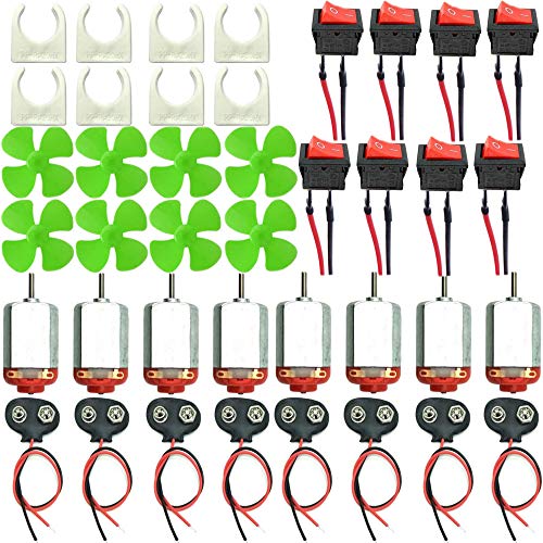 40 stuks DC Mini Motoren Elektrische Lederen Set, 1.5-3 V, 20.000 RPM, 8 x Batterijaansluiting 9 V, Motor Mount Houder, Rocker Switch voor Boot (Motor 130)
