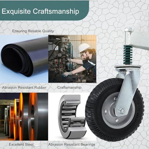 Gate Wheel 8 Inch 600 Lb laadcapaciteit Hoge koolstofstaal en Rubber Gate Roller Caster voor thuis boerderij (GREY) 4