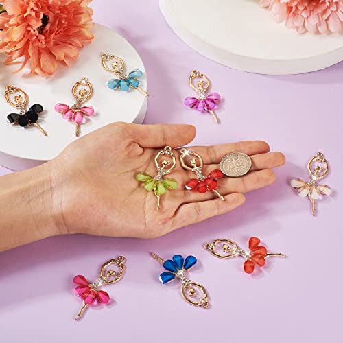 20Stuks Legering Ballerina Charms Facet Resin Crystal Rhinestone Dansende meisjes Hangers voor DIY Ketting Hang Ornament sieraden maken, Rhinestone Plastic Resin 3
