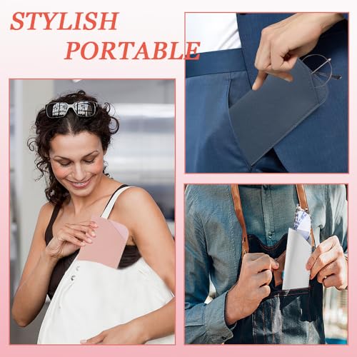 4 stuks zachte lederen glazen koffers met 4 stuks schoonmaakdoek draagbare zonnebril Spectacle Pouch lederen glazen opslagtassen voor vrouwen mannen voor glazen en zonnebrillen opslag (4 kleuren 3