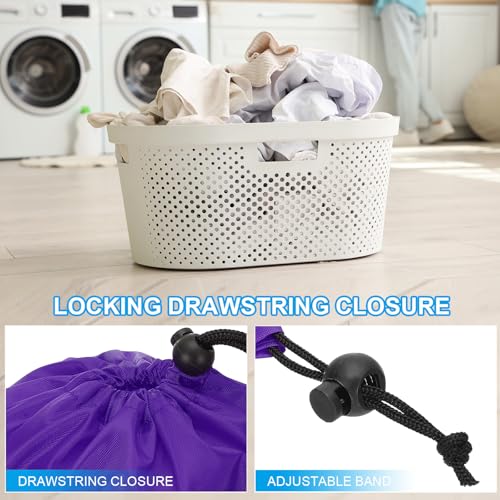 Polyester waszak, 2 Pack 12 x 9 Inch Heavy Duty Drawstring Travel Bag, Tear-Resistant Dirty Clothes Opslag voor reizen, Camping, College Dorm, Paars 4