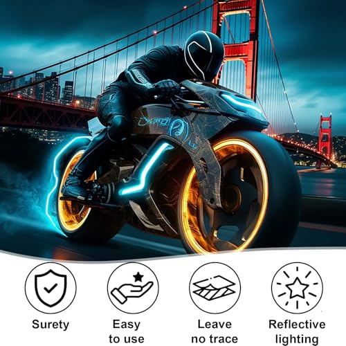 10 stuks Retro Reflecterende Stickers, Zwarte Reflecterende Tape Nachtzicht Reflectoren Motorfiets Helm Stickers Fiets Reflecterende Sticker voor Scooters Fiets Pram 4