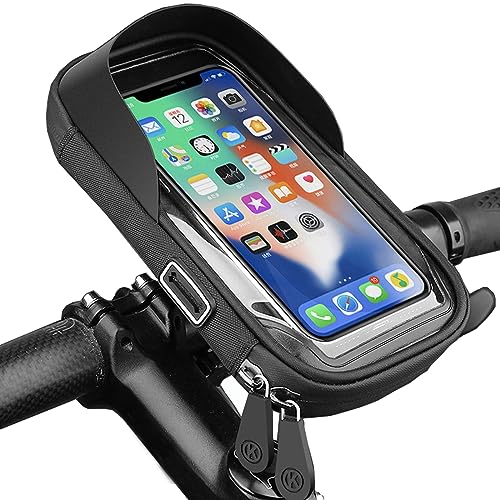 Waterdicht Fietstelefoon houder 360° roterende fiets handvat tas met Touch Screen Fietstas Fiets Telefoonhouder voor iPhone Samsung Smart Phone tot 6.4 Inch