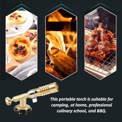 Professionele draagbare messing keuken koken gas draagbare messing keuken koken butaan culinaire zaklamp lassen BBQ Vlampistool 5