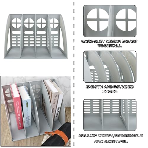 Magazine Stand with 4 Compartments, Verticale Bureau Magazine houder, Robuuste Plastic Organisator voor A4 Documenten, Boekhouder voor Office, School, Home (Zwart) 5