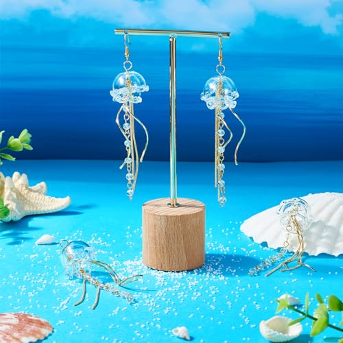 Jellyfish Glas Large Hangers Decoratieve Hang Ornamenten Jellyfish Dangle Charms met Tassel Snake Chains voor DIY Wind Chime Oorbellen maken, Glas