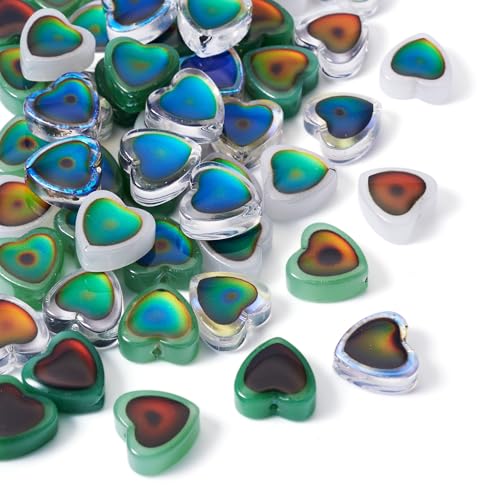 50 stuks hartglas kralen Twee Toon Temperatuur Gevoelige kleur veranderende kralen 12mm Sweetheart Crystal kralen voor sieraden armband Vrouwen DIY oorbellen ketting ambachtelijk