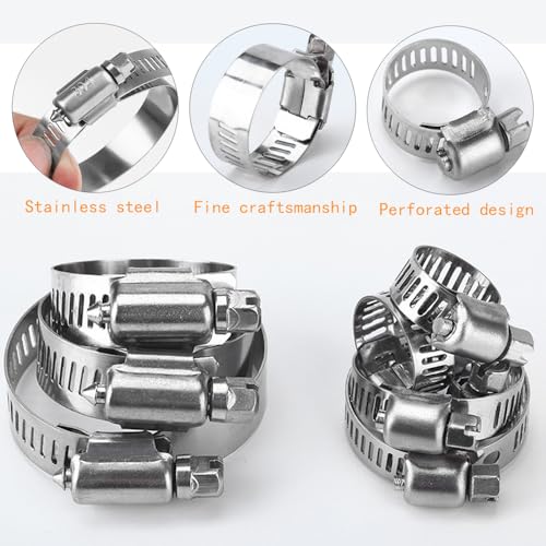 Slangenklemmen, Set van 24, 6-51 mm, slangklem, 304 roestvrij staal, verstelbare slangklem, voor zwembad, wasmachine, vijver en tuin (6 maten) 3