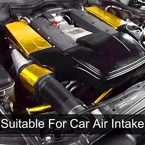 Warmteschild hittebestendig folie voor motorfiets auto, thermische warmtebescherming film, hoge temperatuur Zelfklevend blad, Reflectieve gouden warmtewikkel voor slang, 10M