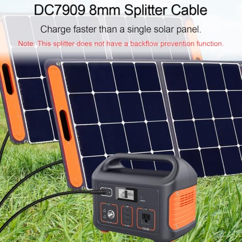Solar DC 8mm Splitter, DC7909 Vrouwelijke Man Kabel voor Portable Power Station Solar Panel voor Jackery voor Doel Zero voor Bluetti, 1 Man tot 2 Vrouwelijke Power Cord 3