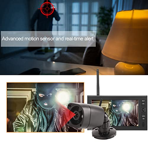 Draadloze beveiliging buitenshuis Camera Systeem 4CH WiFi Surveillance Systeem met 7 Inch LCD Monitor en Camera, 8G geheugenkaart, Nachtzicht beweging detectie 4