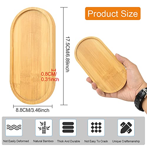 4 st Bamboe Trays, Oval Hout Trays, Small Ronde Bamboe Tray, Houten Serveerplank, Solid Bamboe Tray voor Thee, Koffie, Cake, Onderzetter voor Beker, Succulent, Bloem Plant