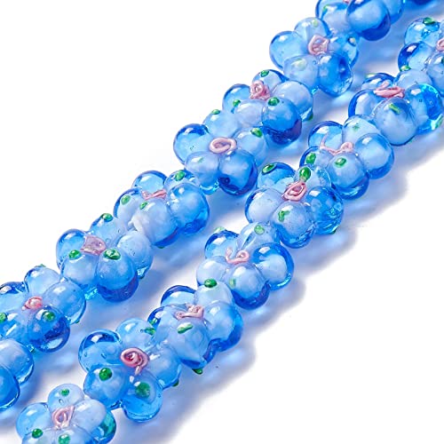 28Scs Bloemen Lampwerk Kralen 5-Piece Kleine Bloemen Lampwerk Glazen kralen voor DIY armband ketting Spacer kralen Handgemaakte sieraden maken (Koninklijk blauw)