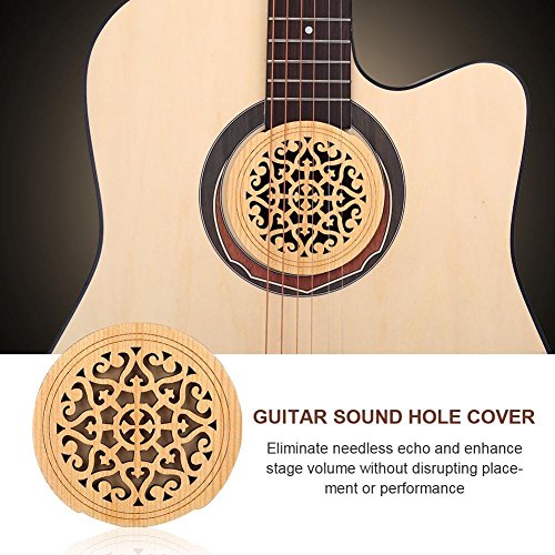 Guitar Soundhole Cover, Wood + Sponge Guitar Sound Hole Cover Block Protector Replacement for Acoustic Classical Guitar 41" (#)