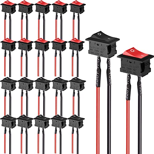 20Pcs Mini Rocker Switch, 2 Pole, 6A/250V, 10A/125V, Aan/uit Mini Boat Wired Switch voor auto, boot, huishoudelijke apparaten