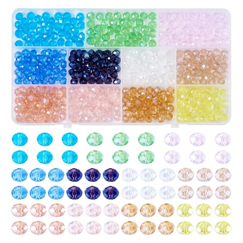 330 st. Facet Rondelle glazen kralen, 8mm Crystal Glazen kralen, Spacer kralen, Galvaniseren en Pearl Plated Glazen Dikke kralen Bulk voor DIY armband sieraden maken