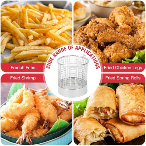 Roestvrij staal Ronde Diepe Frying Mand, Diep Frying Schip Mini Chip serveren Frying manden Fruit voedsel container houder keuken gereedschap 3