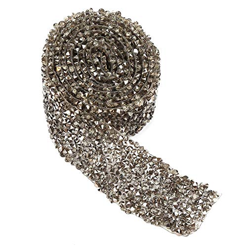 1 Yard 30mm Rhinestone Ribbon Wrap Diamant Mesh Wrap Roll Sparkle Crystal Decoraties voor bruiloft verjaardag Gift Wrap(Grey)