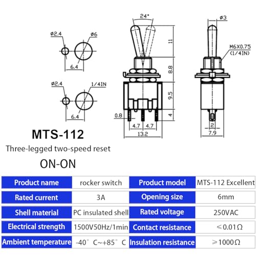 Dujelixa Mini hendelschakelaar SPDT