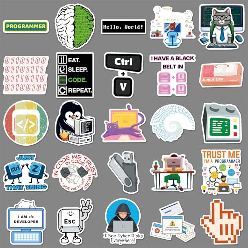 Programmeren Stickers voor tieners en volwassenen 50 stuks Programmeren Vinyl Sticker Set Auto Motorfiets Fiets Skateboard Snowboard Bagage Laptop Koffer Helm Motorfiets Computer