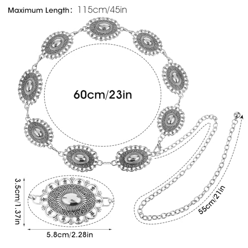 Western Women's Hip Chain voor Country Muziek Concerten Belt Cowgirl Outfits Verstelbare Metal Concho Gordel 3