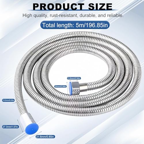 304 Stainless Steel Slang Douche, 5 Metres, 1/2 Inch Aansluiting Slang voor douchekop, Explosie Proof Douchekop, voor Badkamer, Keuken, Hotel