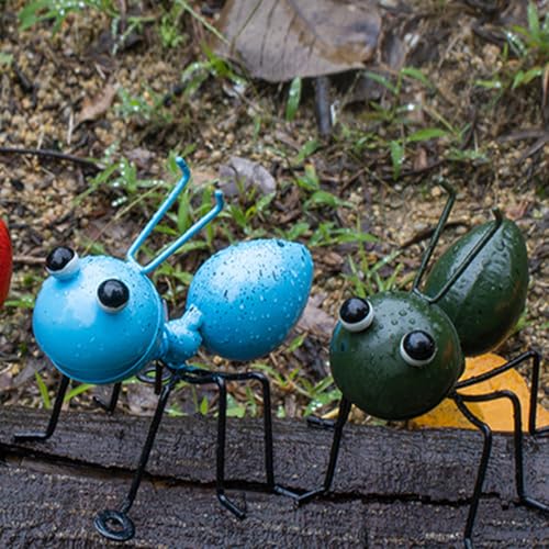 Zee Set van 4 kleurrijke metalen Ant Beeldhouwwerken voor Tuin Decoratie - levendige Outdoor en Binnen Tuin Figuren, Perfect voor Balkon, Patio en Home Decoratie 5