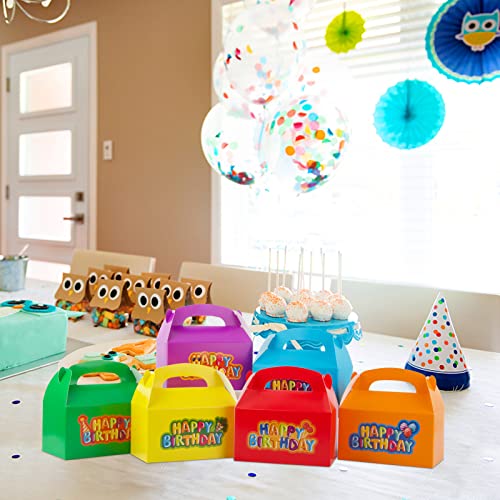 Verpakking van 24 geschenkdozen 16 x 9 x 8,5 cm geschenkdozen kleurrijke draagbare papieren dozen met 24 stuks Gelukkige verjaardag stickers, geschenkdozen voor verjaardagen, geschenkverpakking, snoepdozen, enz. 4