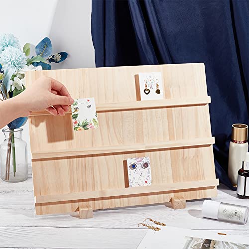 Houten oorbellen Display Stands, 3 Lagen sieraden oorbellen Displayhouder Houten oorbellen Kaarthouder Afbeeldingen Business Cardhouder Weergave met basisstandaard voor thuiskantoor, Retail, 30 x 14.2 x 31.2cm 4