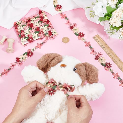 5 yard geborduurde bloemenlinten 36 mm bloemen kant borduurlint gemaakt van zacht katoen bloemen kant voor kleding, naaiaccessoires en creatieve vrije tijd 3